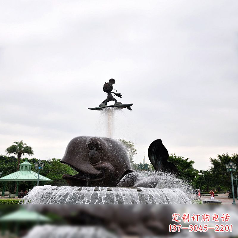 开封鱼和小孩水景喷泉