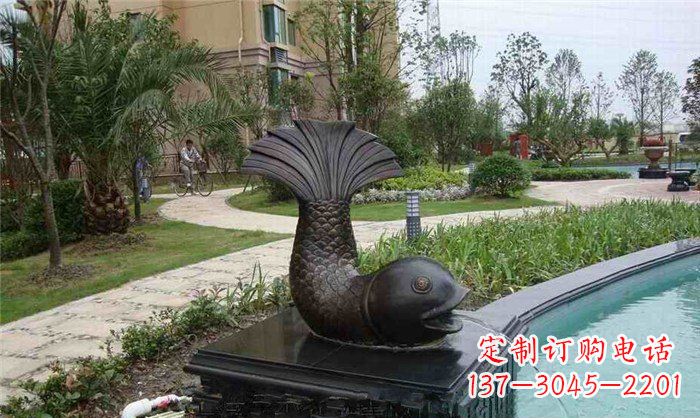 开封鱼式喷泉小区景观铜雕
