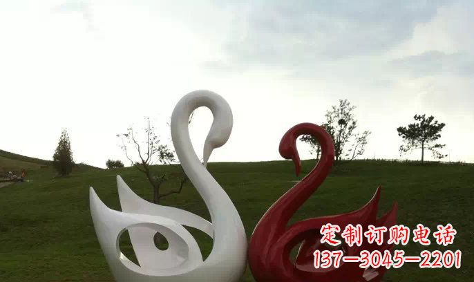开封园林不锈钢抽象天鹅雕塑