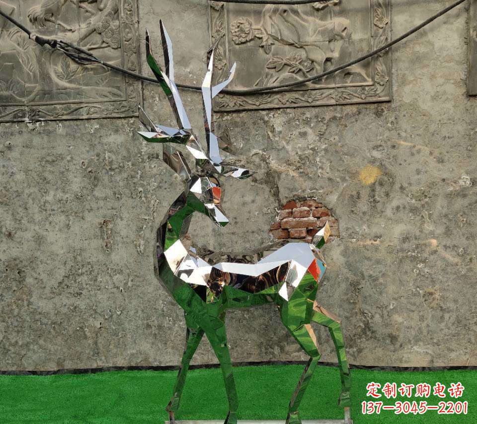 开封园林不锈钢抽象小鹿雕塑