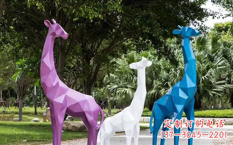 开封园林不锈钢动物长颈鹿雕塑