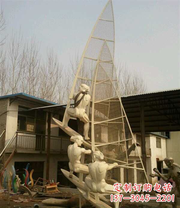 开封园林不锈钢帆船景观雕塑