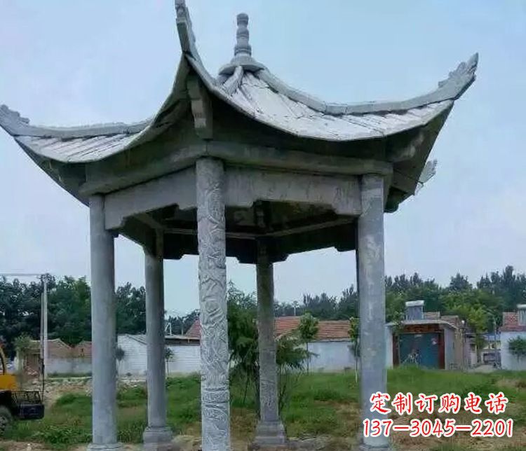 开封园林仿古六角凉亭景观石雕