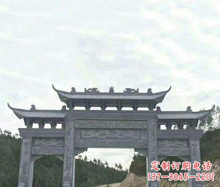 开封园林仿古三门石牌坊景观石雕