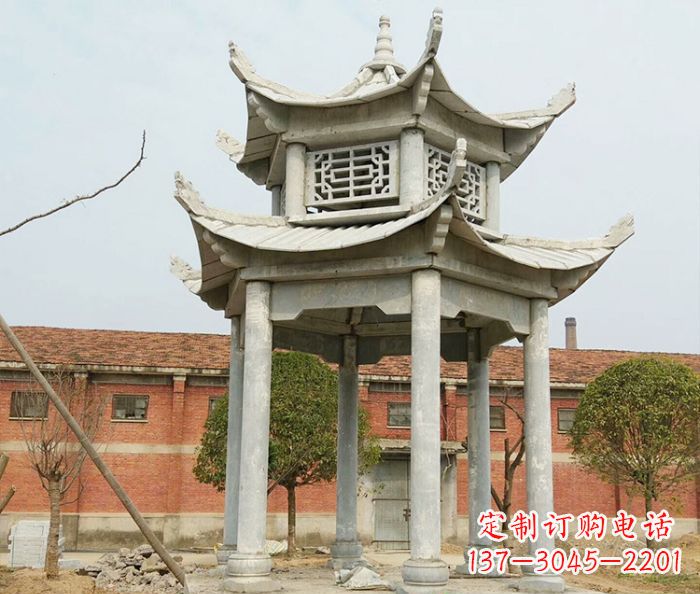 开封园林仿古双层石雕凉亭 (2)