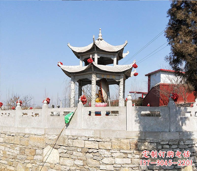 开封园林仿古双层石凉亭景观石雕 (3)