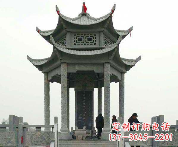 开封园林仿古双层石凉亭景观石雕