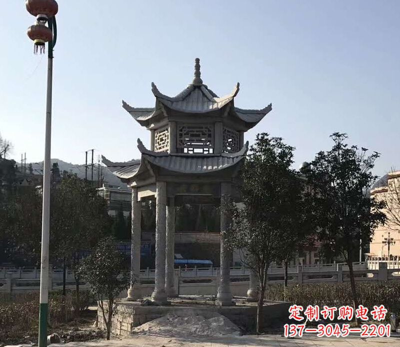 开封园林仿古双层石凉亭景观石雕 (4)