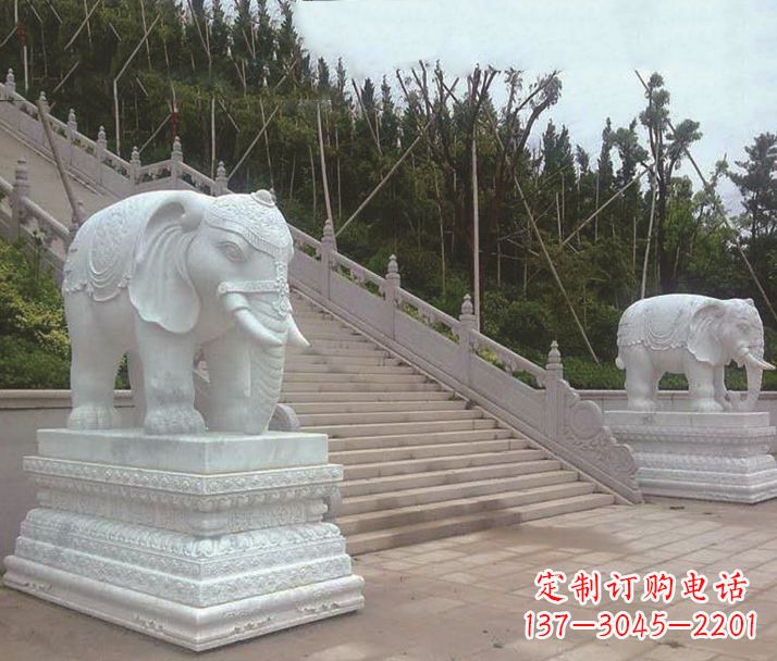 开封园林汉白玉大象景观石雕