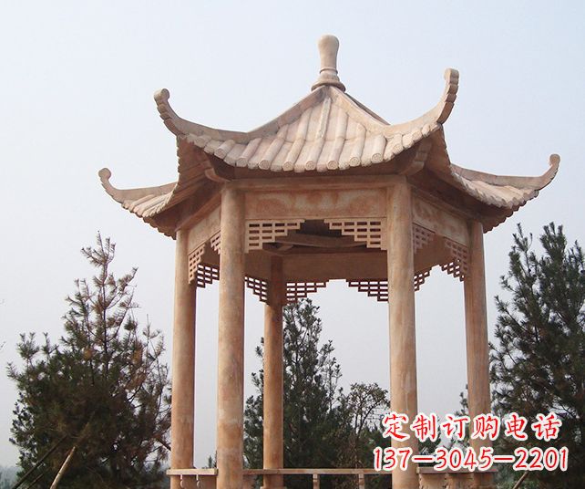 开封园林景观单层石雕凉亭 (3)