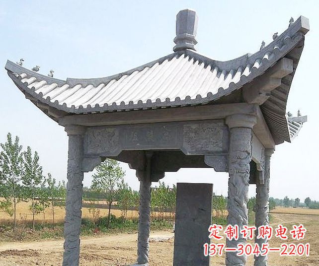 开封园林景观单层石雕凉亭 (4)
