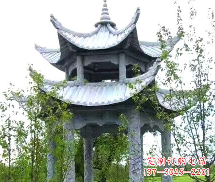 开封园林景观仿古六角石凉亭