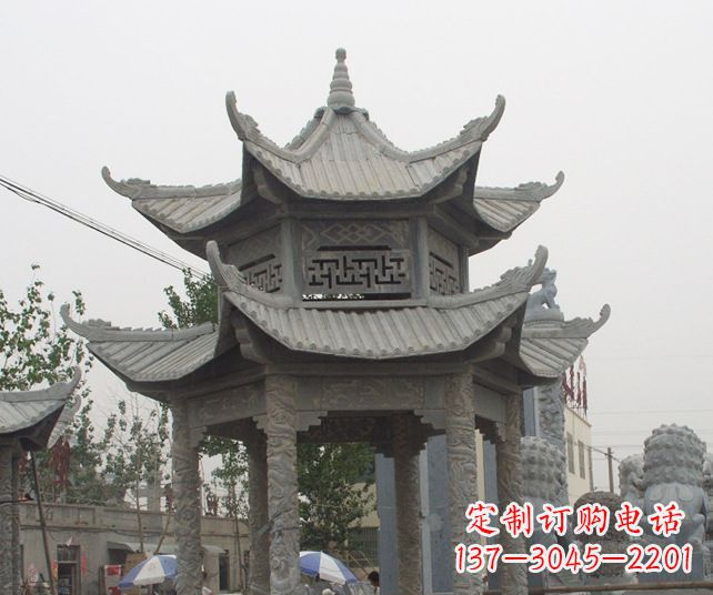 开封园林景观仿古石雕凉亭 (2)