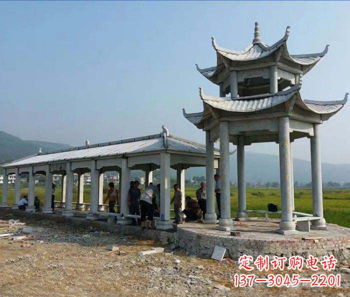 开封园林景观仿古石雕长廊凉亭
