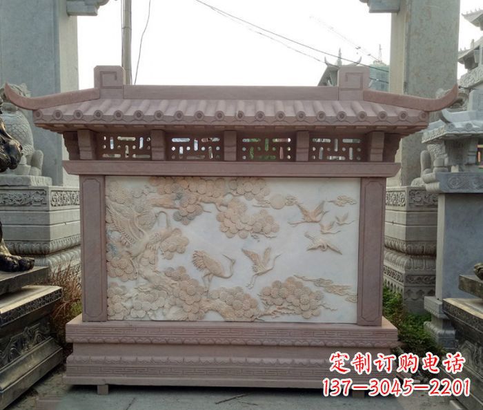 开封园林景观松鹤石浮雕影壁
