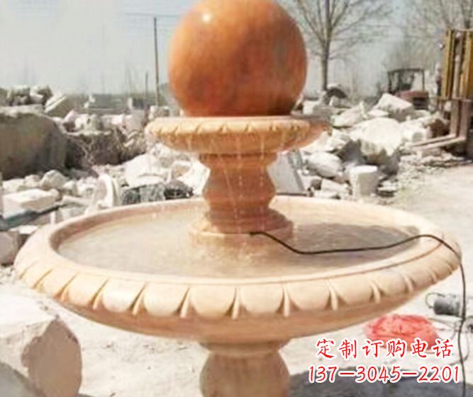 开封园林景观晚霞红风水球喷泉石雕 (3)