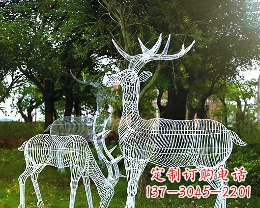 开封园林镂空梅花鹿不锈钢景观雕塑