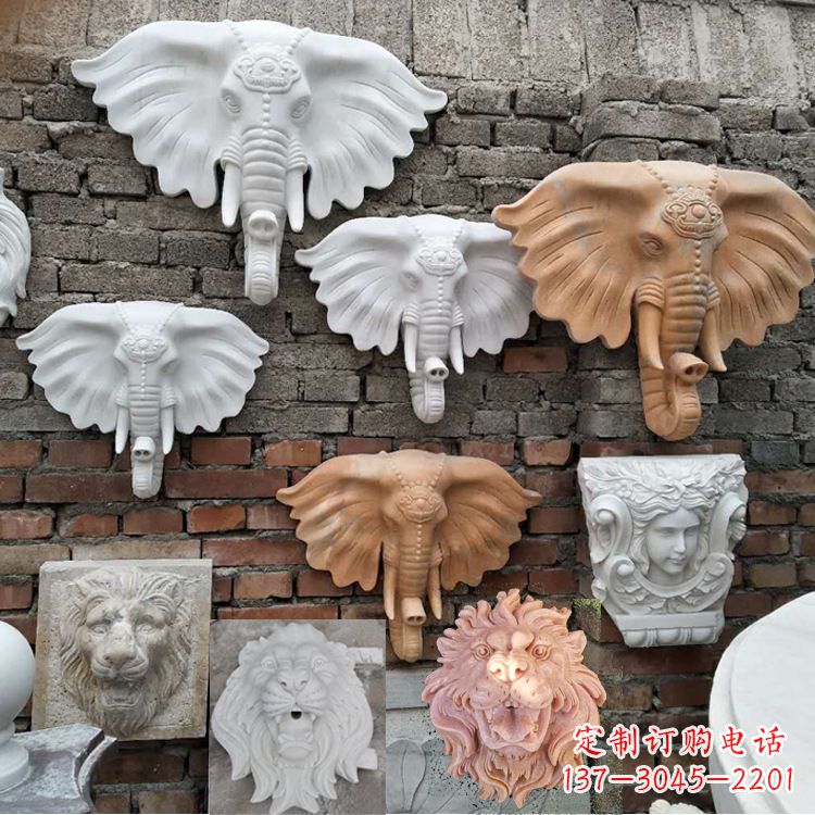 开封园林喷水壁挂大象头部雕塑