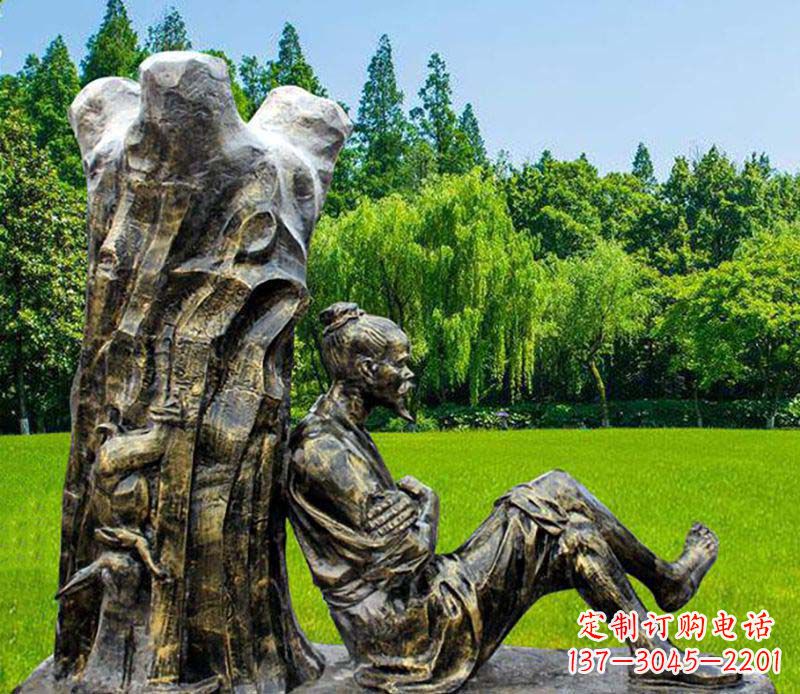 开封园林守株待兔典故人物铜雕