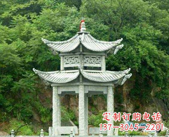 开封园林双层六角石凉亭景观石雕