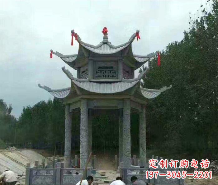 开封园林双层凉亭石雕 (3)