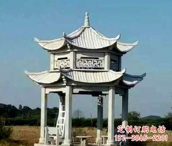 开封园林双层石雕凉亭 (2)