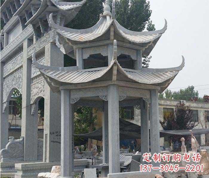 开封园林双层石雕凉亭