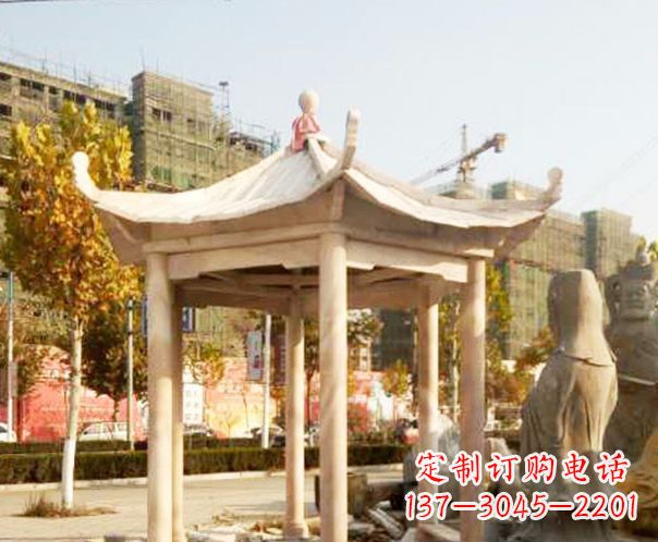 开封园林晚霞红单层凉亭景观石雕
