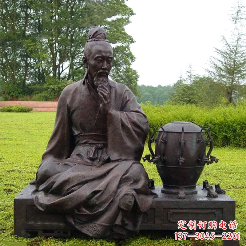 开封张衡与地动仪铜雕景观-公园园林历史名人情景雕塑