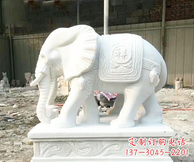 开封招财动物汉白玉大象石雕 (3)