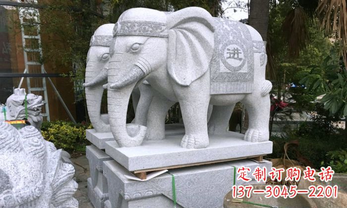开封招财进宝大理石门口大象雕塑