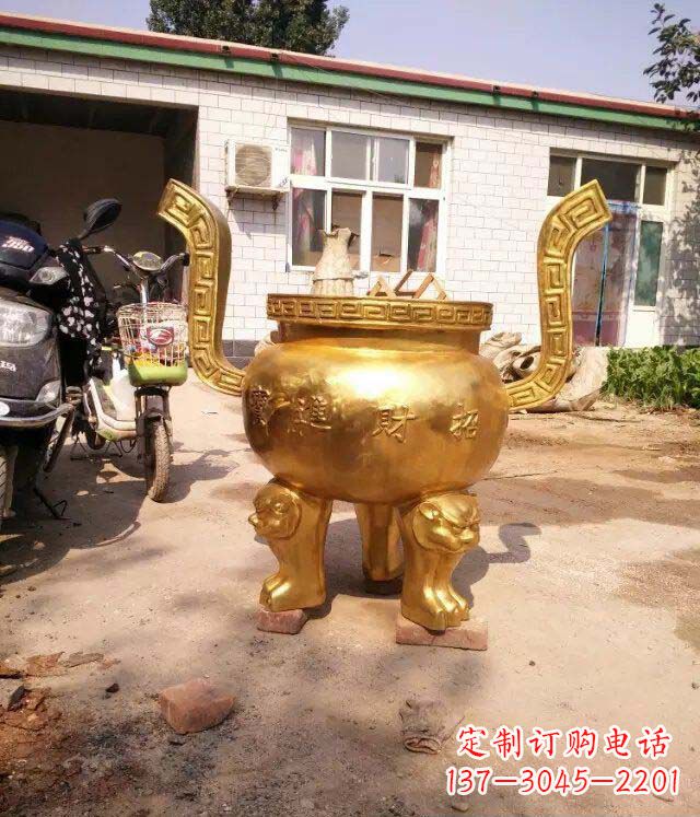 开封招财进宝香炉寺庙铜雕