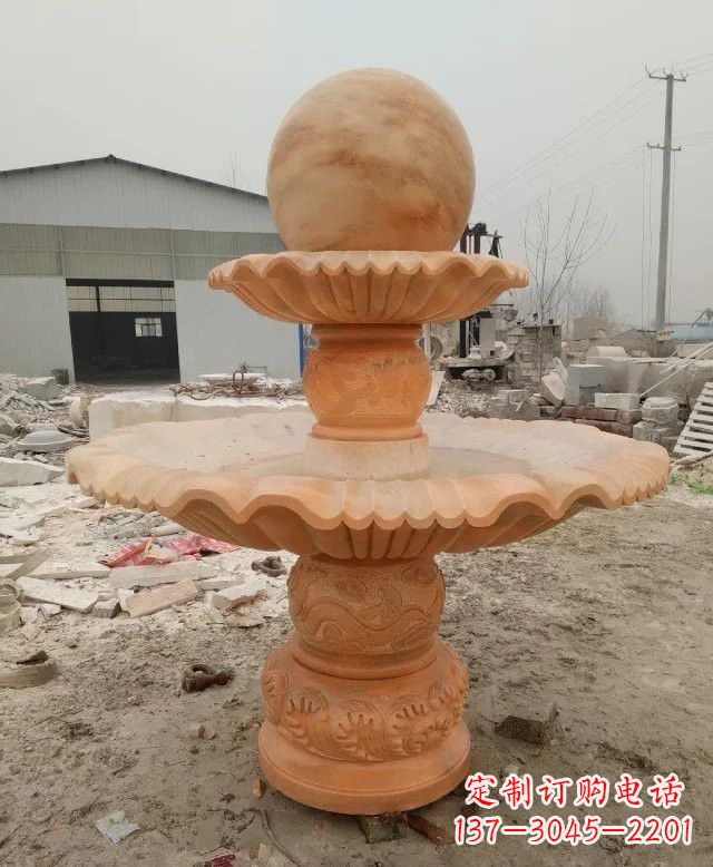 开封招财双层风水球石雕