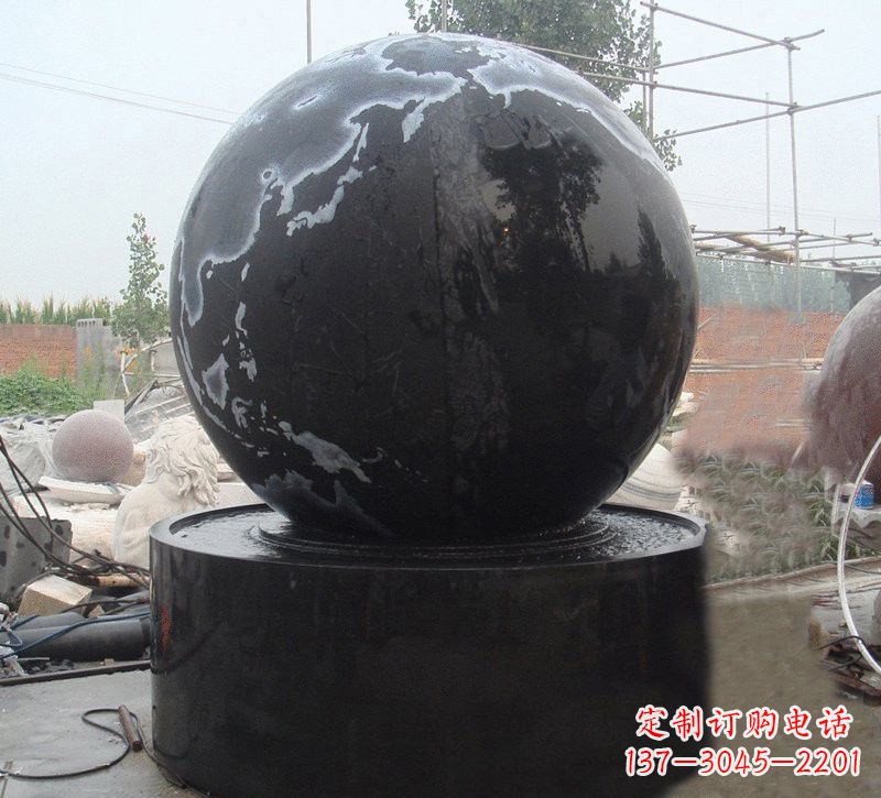 开封中国黑风水球石雕