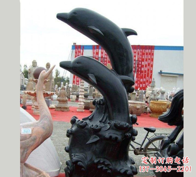 开封中国黑海豚石雕