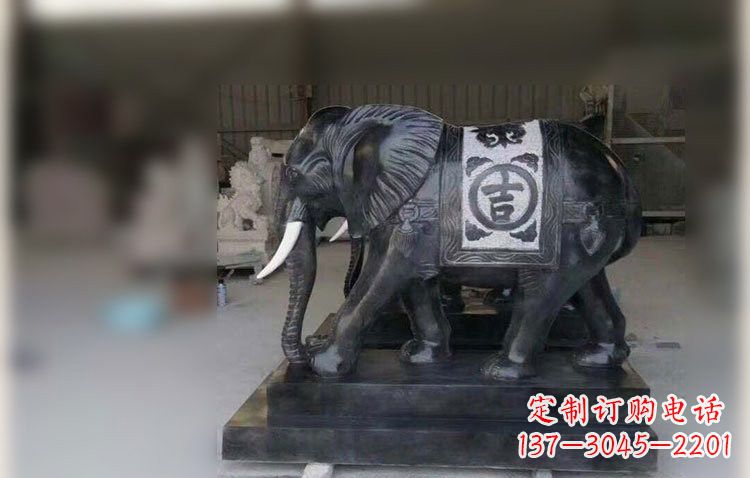 开封中国黑石材大象雕塑