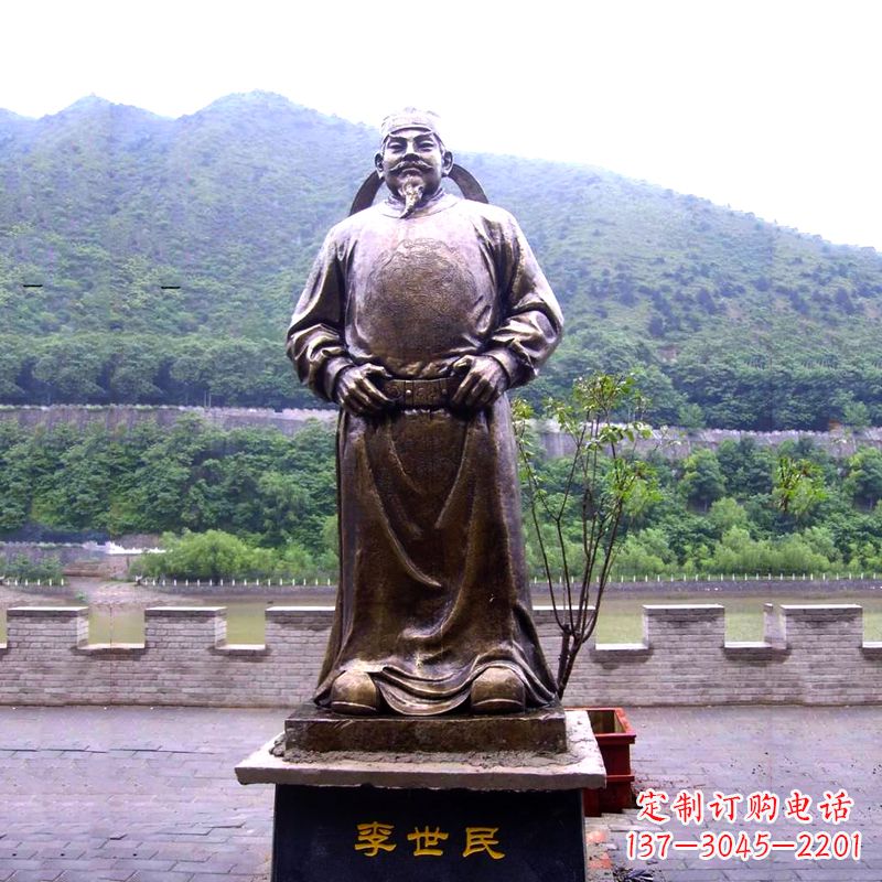 开封中国历史名人唐初著名帝王李世民铸铜雕像