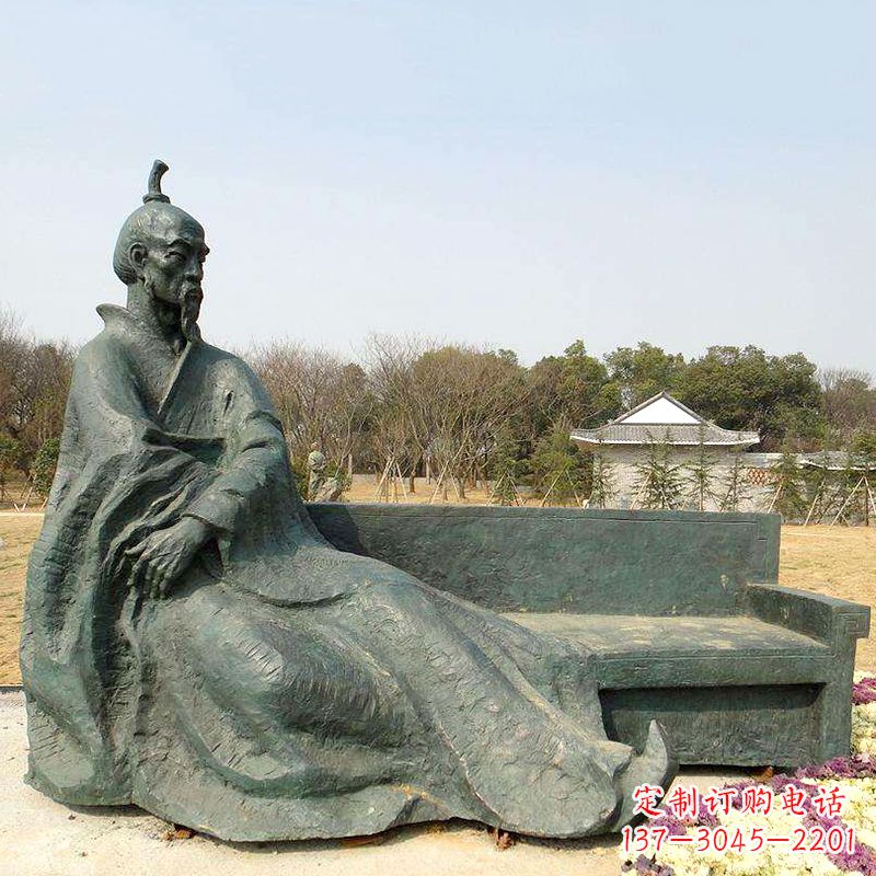 开封中国明末清初知名画家八大山人(朱耷)雕塑塑像-公园历史名人铜雕像