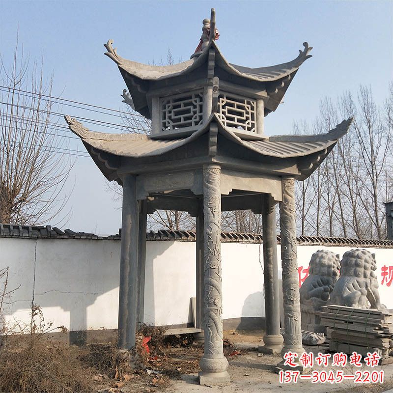 开封中式双层石雕凉亭