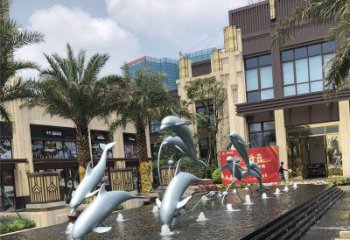 开封小区广场水景海豚雕塑