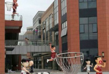 开封校园卡通人物打篮球雕塑