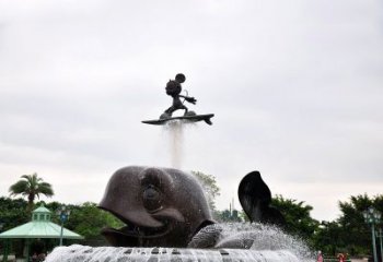 开封鱼和小孩水景喷泉