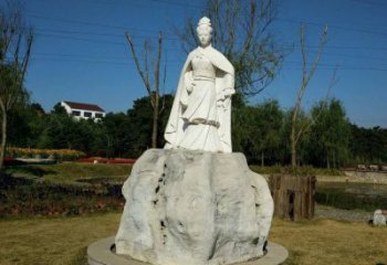 开封虞姬石雕塑-公园历史名人楚汉时期美女雕像