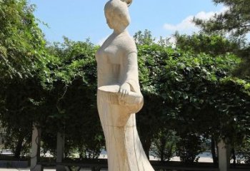 开封园林历史人物著名美女秦罗敷砂岩石雕塑像