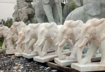 开封招财晚霞红大象石雕 (3)