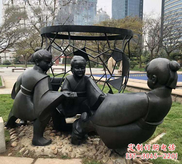 开封铸铜公园司马光砸缸儿童雕塑