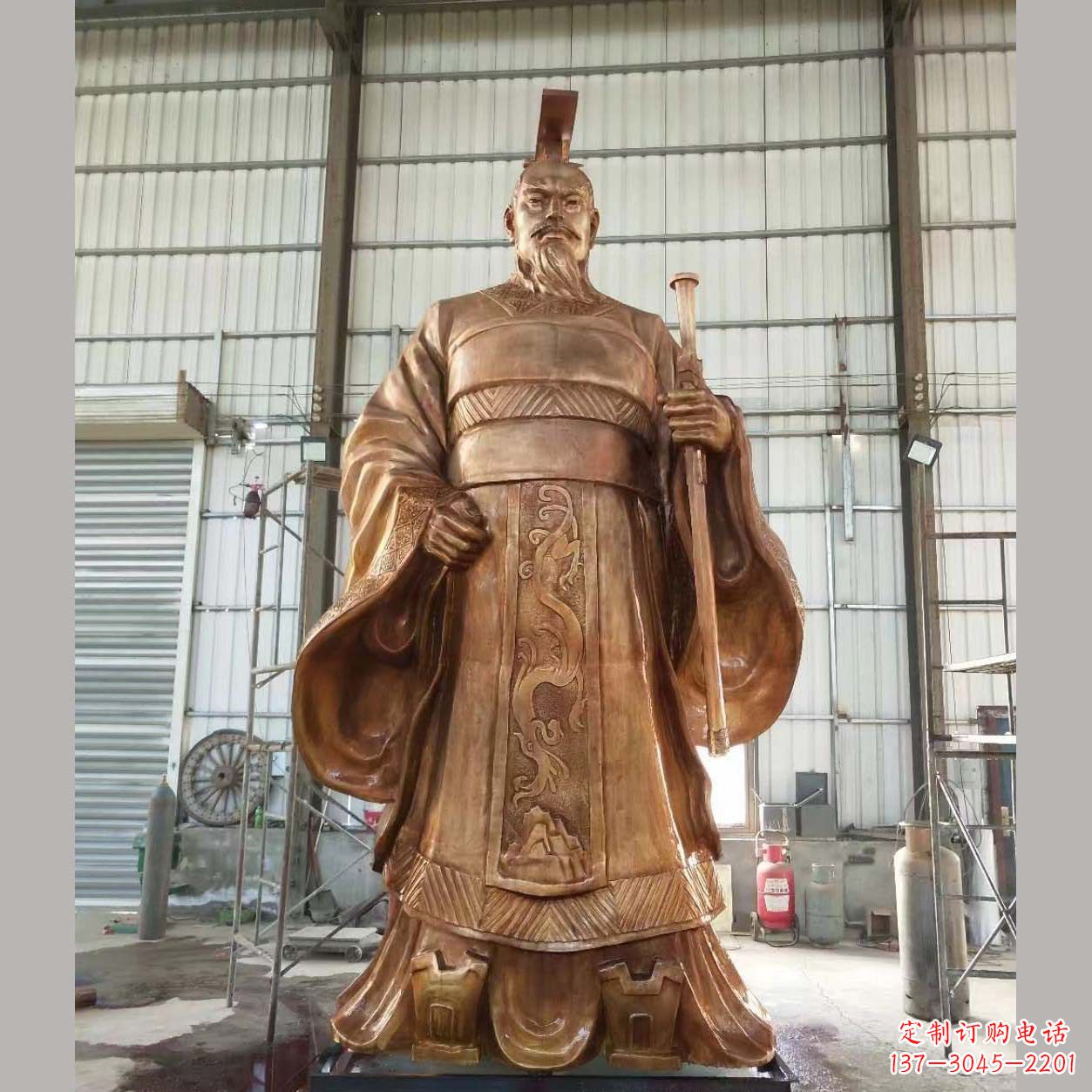 开封铸铜汉武帝雕塑