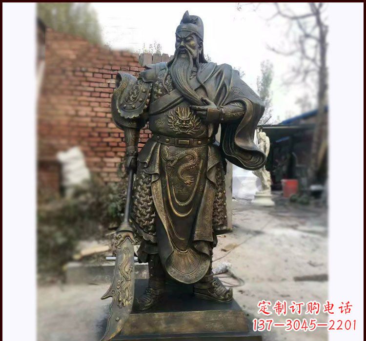 开封铸铜立式关公雕塑