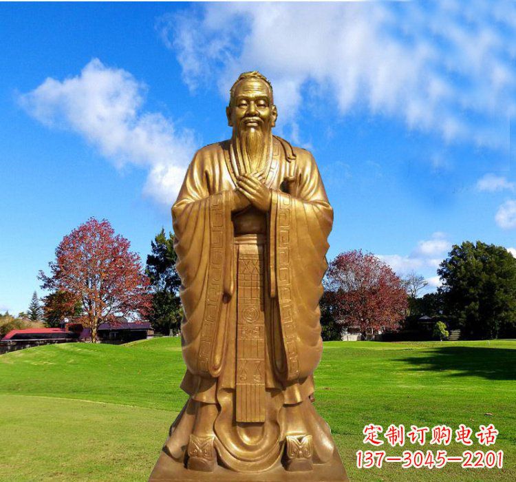 开封铸铜立式孔子雕塑