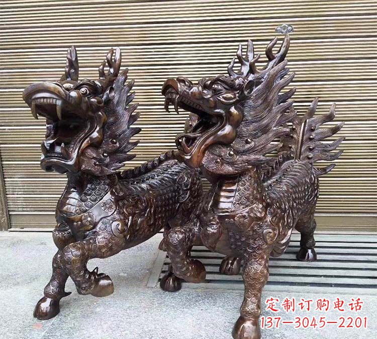 开封铸铜立式麒麟